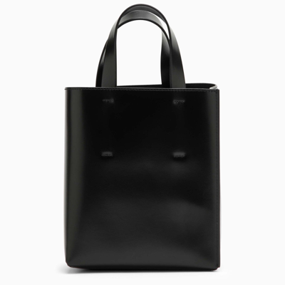Shop Marni Black Leather Mini Museo Tote Bag