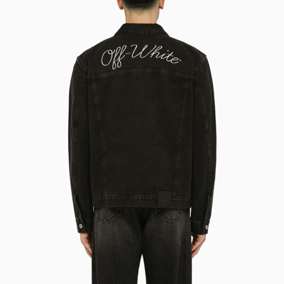 Shop Off-white Off White™ Black Denim Jacket With Logo