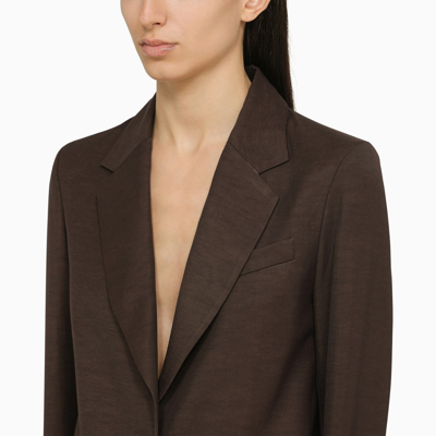 Shop P.a.r.o.s.h . Brown Single Breasted Linen Jacket