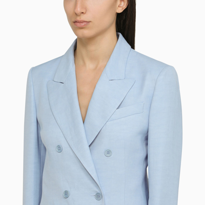 Shop P.a.r.o.s.h . Light Blue Satin Double Breasted Jacket