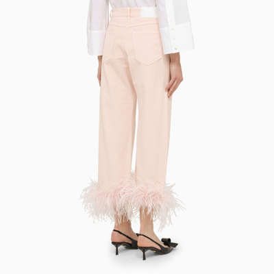 Shop P.a.r.o.s.h . Peach Blossom Feather Trousers