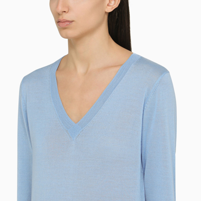 Shop P.a.r.o.s.h . Powder Blue Wool And Cashmere Sweater