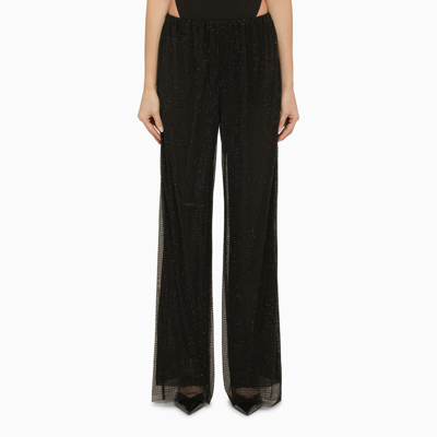 Shop Philosophy Black Tulle Trousers With Rhinestones