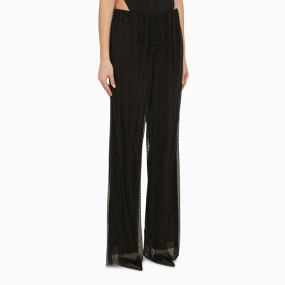 Shop Philosophy Black Tulle Trousers With Rhinestones