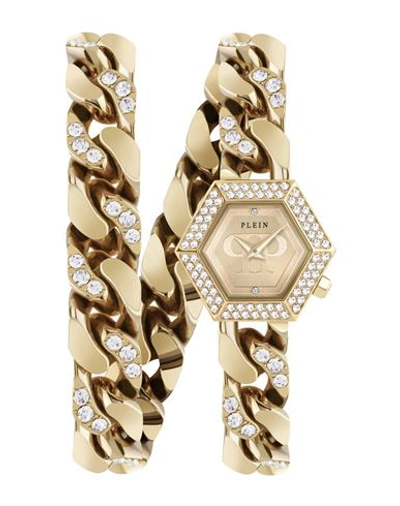 Shop Philipp Plein The Hexagon Groumette Crystal Watch Woman Wrist Watch Gold Size Onesize Stainless Stee
