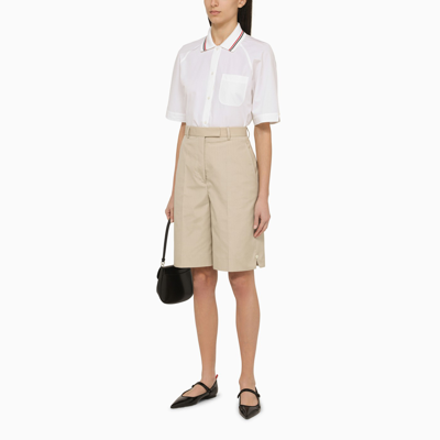 Shop Thom Browne Khaki High Waisted Bermuda Shorts