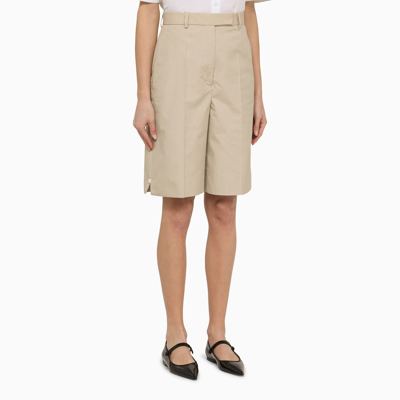 Shop Thom Browne Khaki High Waisted Bermuda Shorts