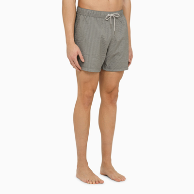 Shop Thom Browne Med Grey Striped Swim Shorts