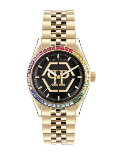 Shop Philipp Plein Date Superlative Crystal Watch Woman Wrist Watch Gold Size Onesize Stainless Steel