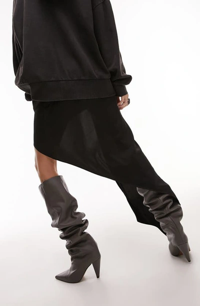 Shop Topshop Asymmetric High-low Skirt In Black