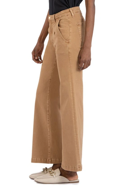 Shop Kut From The Kloth Meg High Waist Slash Ankle Wide Leg Jeans In Toffee