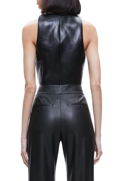 Shop Alice And Olivia Donna Faux Leather Waistcoat In Black