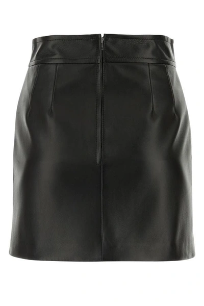 Shop Gucci Woman Black Leather Mini Skirt