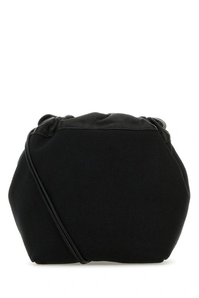Shop Jil Sander Woman Black Canvas Small Dumpling Bucket Bag