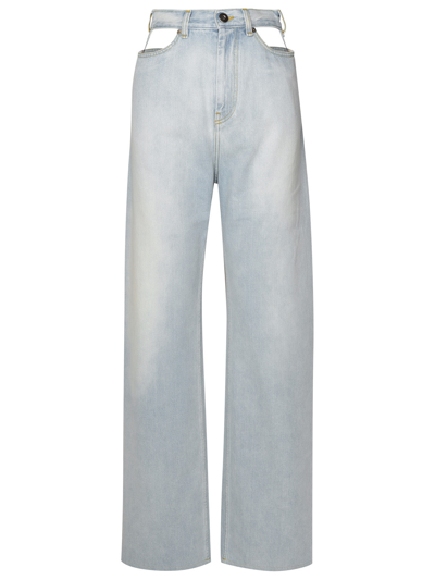 Shop Maison Margiela Woman  Light Blue Cotton Jeans