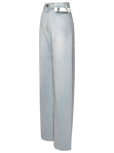 Shop Maison Margiela Woman  Light Blue Cotton Jeans