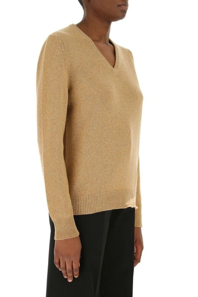 Shop Maison Margiela Woman Melange Mustard Wool Blend Oversize Sweater In Yellow