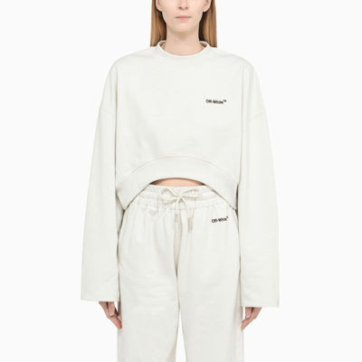 Shop Off-white Â„¢ White Cropped Sweatshirt With Logo Women
