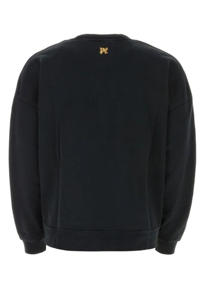 Shop Palm Angels Man Black Cotton Oversize Sweatshirt