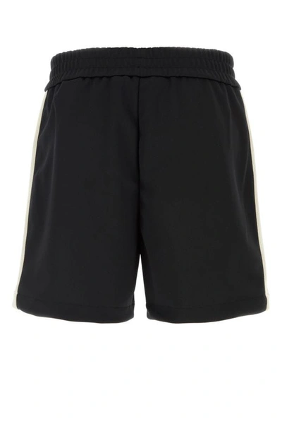 Shop Palm Angels Man Black Polyester Bermuda Shorts