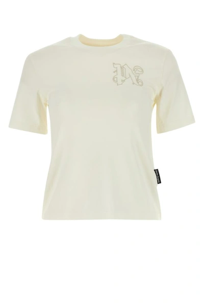 Shop Palm Angels Woman Ivory Cotton T-shirt In White