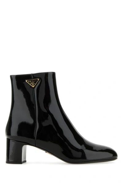 Shop Prada Woman Black Leather Ankle Boots