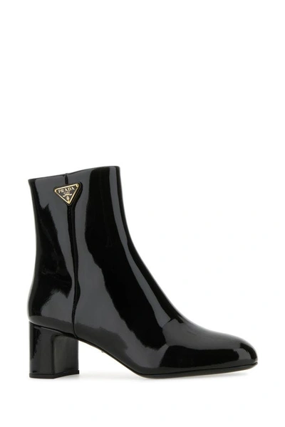 Shop Prada Woman Black Leather Ankle Boots