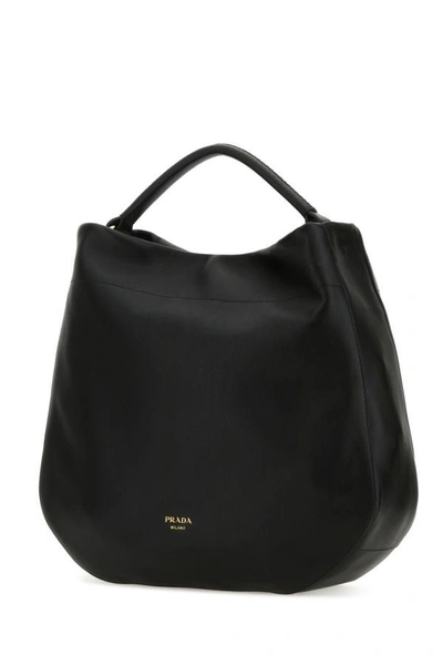 Shop Prada Woman Black Leather Shopping Bag