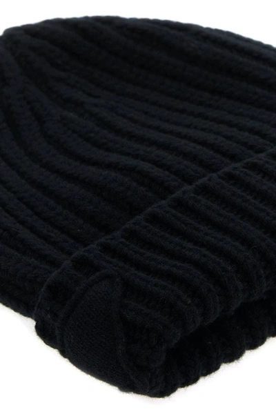 Shop Prada Woman Black Wool Blend Beanie Hat