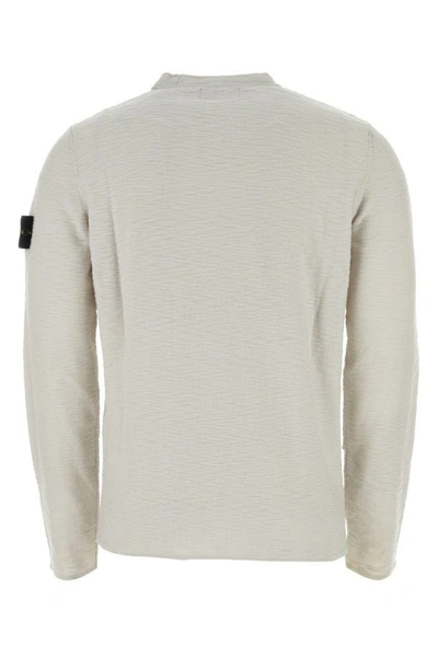 Shop Stone Island Man Chalk Nylon Blend Sweater In White