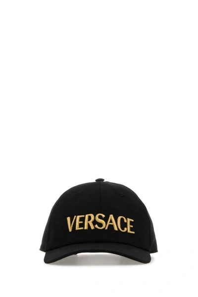 Shop Versace Man Black Cotton Baseball Cap