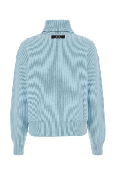 Shop Versace Woman Light Blue Wool Sweater