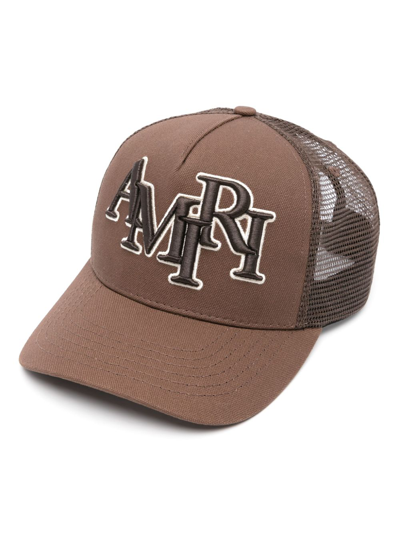 Shop Amiri Brown Logo-embroidered Baseball Cap