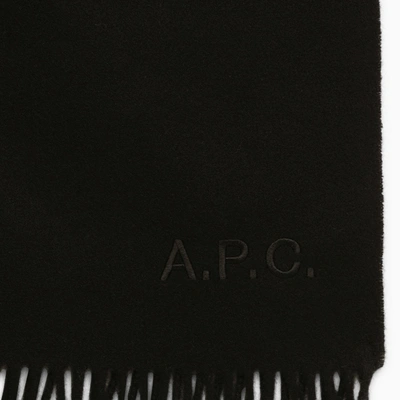 Shop Apc A.p.c. Alix Brodée Black Virgin Wool Scarf