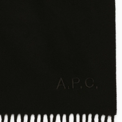 Shop Apc A.p.c. Ambroise Brodée Black Virgin Wool Scarf