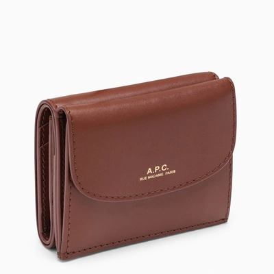 Shop Apc A.p.c. Genève Hazelnut Leather Trifold Wallet