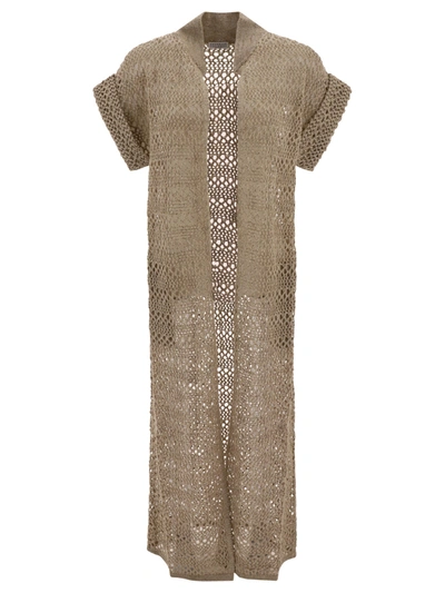 Shop Brunello Cucinelli Open Weave Cardigan