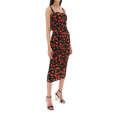 Shop Dolce & Gabbana Cherry Print Jersey Midi Dress