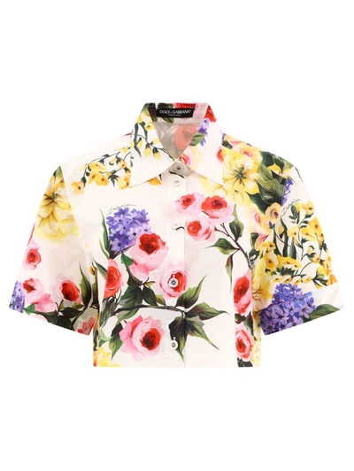 Shop Dolce & Gabbana Cropped Cotton Shirt With Giardino Print