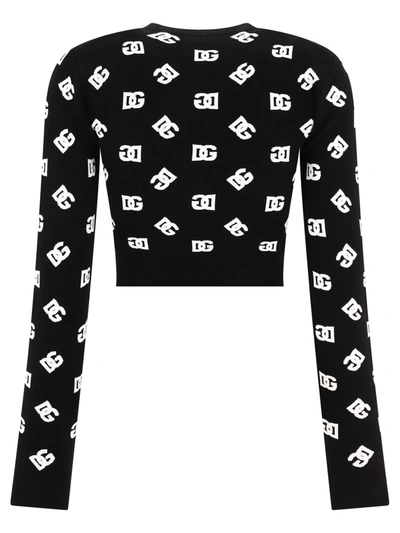 Shop Dolce & Gabbana Cropped Viscose Jacquard Sweater With Dg Logo