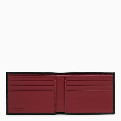 Shop Ferragamo Black/red Gancini Bi Fold Wallet