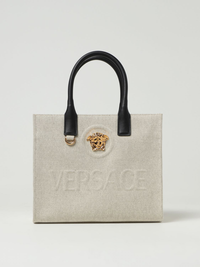 Shop Versace Tote Bags  Woman Color Beige