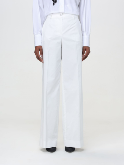 Dolce & Gabbana White Palazzo Pants With Logo Detail In White
