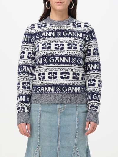 Shop Ganni Sweater  Woman Color Blue