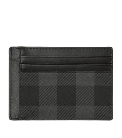 Shop Burberry Check Leather-trim Money Clip Card Holder In Grey