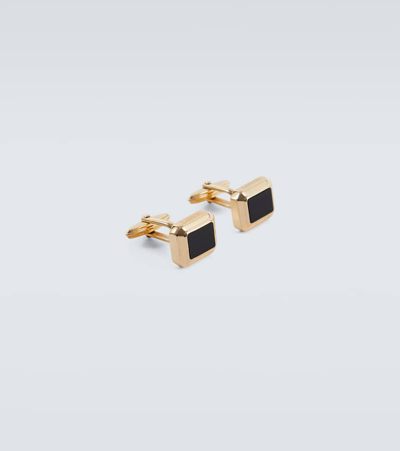 Shop Lanvin Embellished Cufflinks With Onyx In Black
