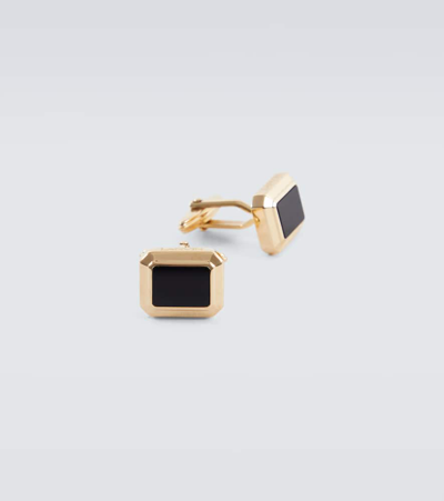 Shop Lanvin Embellished Cufflinks With Onyx In Black