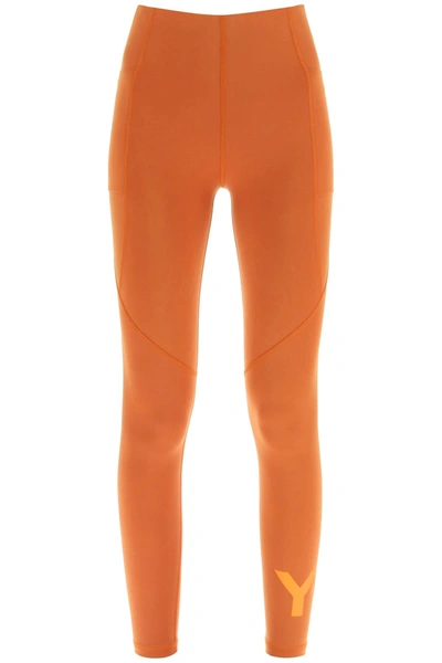 Shop Y-3 Logo Leggings In Orange