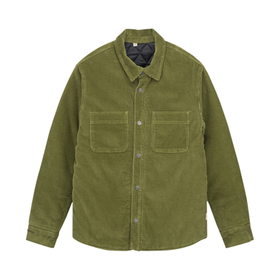 Pre-owned Stussy Cord Quilted Overshirt 'olive' In Green