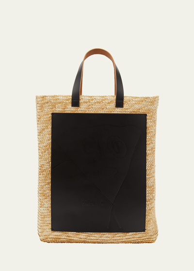 Shop Plan C Large Pili And Bianca Straw Shopper Tote Bag In 00y20 Honey